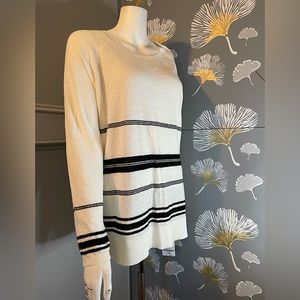 Calvin Klein white/black stripes NWT sweater rayon/ linen Sz L